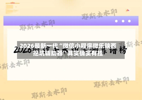 2026最新一代“微信小程序微乐陕西挖坑辅助器	”其实确实有挂-第2张图片