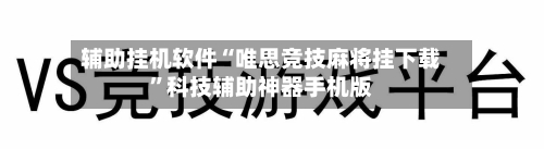 辅助挂机软件“唯思竞技麻将挂下载”科技辅助神器手机版-第2张图片