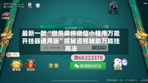 最新一款“微乐麻将微信小程序万能开挂器通用版”揭秘透视辅助万能挂用法-第3张图片