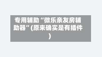 专用辅助“微乐亲友房辅助器	”(原来确实是有插件)-第2张图片