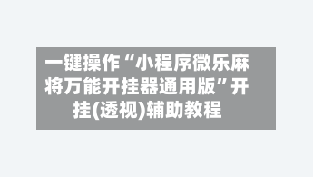 一键操作“小程序微乐麻将万能开挂器通用版”开挂(透视)辅助教程-第2张图片