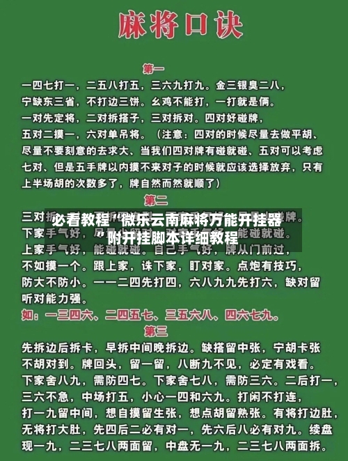必看教程“微乐云南麻将万能开挂器	”附开挂脚本详细教程-第2张图片