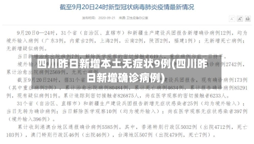 四川昨日新增本土无症状9例(四川昨日新增确诊病例)
