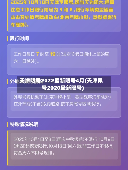 天津限号2022最新限号4月(天津限号2020最新限号)