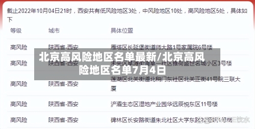 北京高风险地区名单最新/北京高风险地区名单7月4日