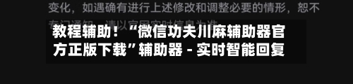 教程辅助！“微信功夫川麻辅助器官方正版下载	”辅助器 - 实时智能回复-第3张图片