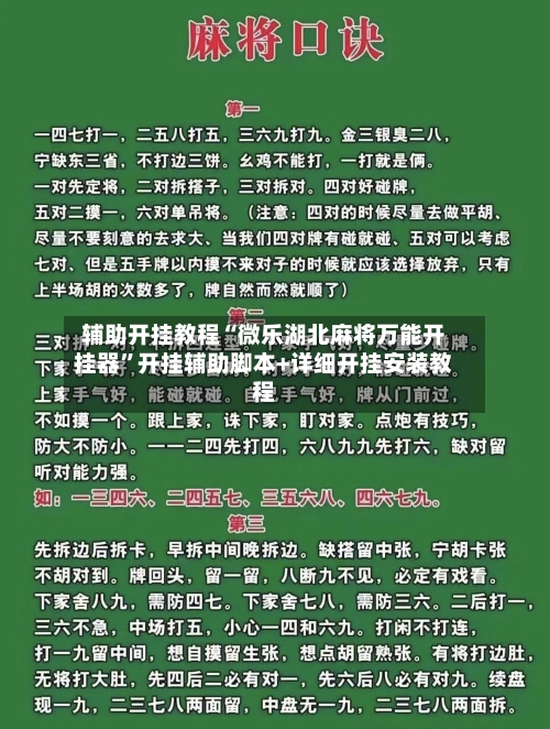 辅助开挂教程“微乐湖北麻将万能开挂器”开挂辅助脚本+详细开挂安装教程