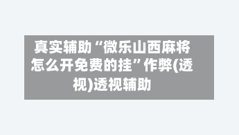 真实辅助“微乐山西麻将怎么开免费的挂”作弊(透视)透视辅助-第3张图片