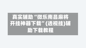 真实辅助“微乐南昌麻将开挂神器下载	”(透视挂)辅助下载教程-第2张图片