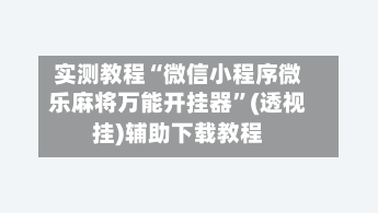 实测教程“微信小程序微乐麻将万能开挂器	”(透视挂)辅助下载教程-第3张图片