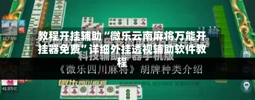 教程开挂辅助“微乐云南麻将万能开挂器免费”详细外挂透视辅助软件教程-第3张图片