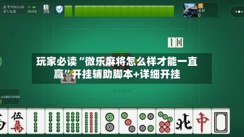 玩家必读“微乐麻将怎么样才能一直赢”开挂辅助脚本+详细开挂-第3张图片