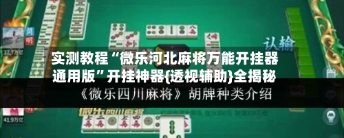 实测教程“微乐河北麻将万能开挂器通用版	”开挂神器{透视辅助}全揭秘-第3张图片