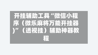 开挂辅助工具“微信小程序（微乐麻将万能开挂器)”（透视挂）辅助神器教程-第2张图片