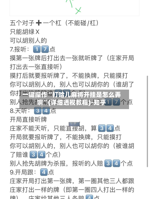 一键操作“打哈儿麻将开挂是怎么弄啊”(详细透视教程)-知乎-第2张图片