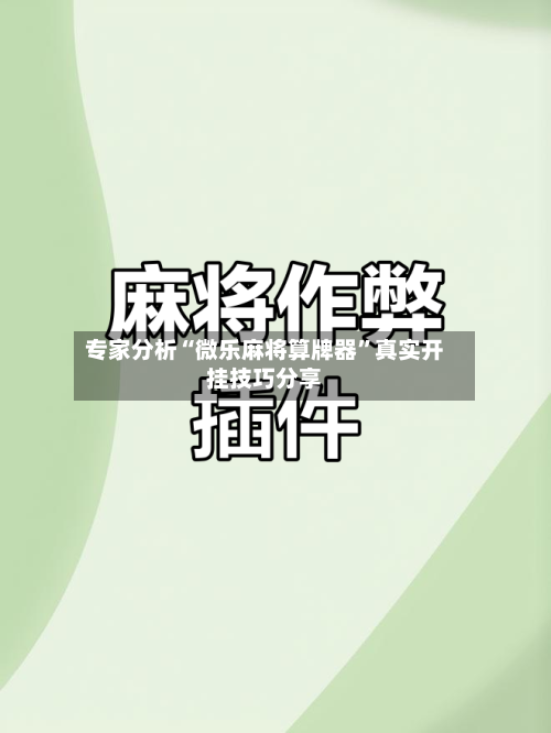专家分析“微乐麻将算牌器”真实开挂技巧分享-第2张图片
