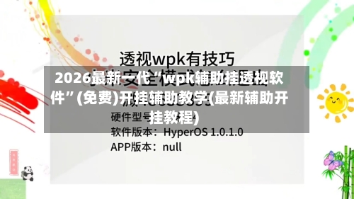 2026最新一代“wpk辅助挂透视软件”(免费)开挂辅助教学(最新辅助开挂教程)