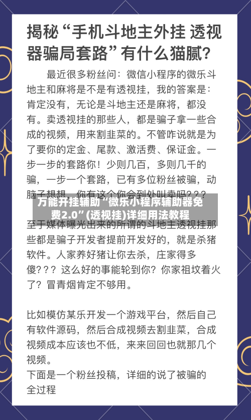 万能开挂辅助“微乐小程序辅助器免费2.0”(透视挂)详细用法教程-第3张图片