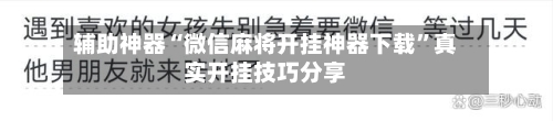 辅助神器“微信麻将开挂神器下载”真实开挂技巧分享-第3张图片