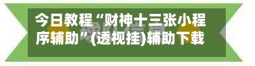 今日教程“财神十三张小程序辅助”(透视挂)辅助下载教程-第2张图片