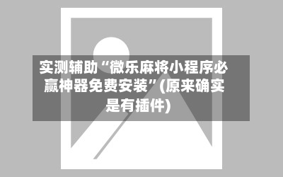 实测辅助“微乐麻将小程序必赢神器免费安装”(原来确实是有插件)-第3张图片