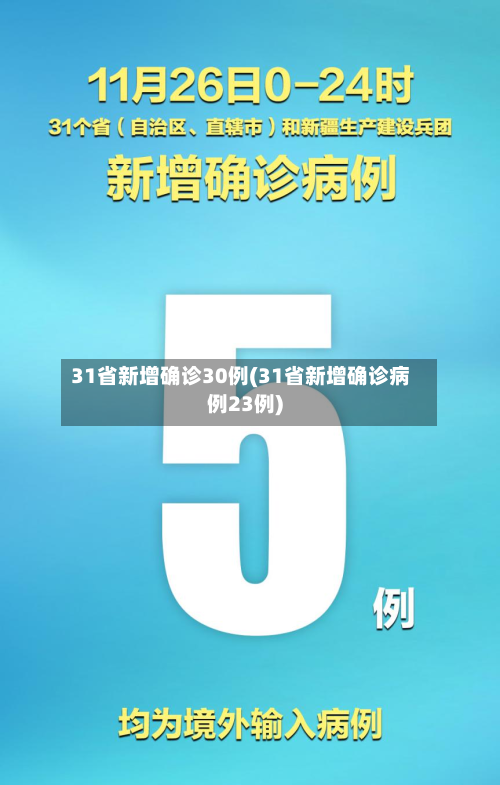 31省新增确诊30例(31省新增确诊病例23例)