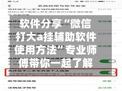 软件分享“微信打大a挂辅助软件使用方法	”专业师傅带你一起了解(确实有挂-第2张图片