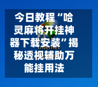 今日教程“哈灵麻将开挂神器下载安装”揭秘透视辅助万能挂用法-第2张图片