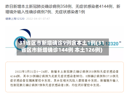 31省区市新增确诊9例含本土1例(31省区市新增确诊144例 本土126例)-第2张图片