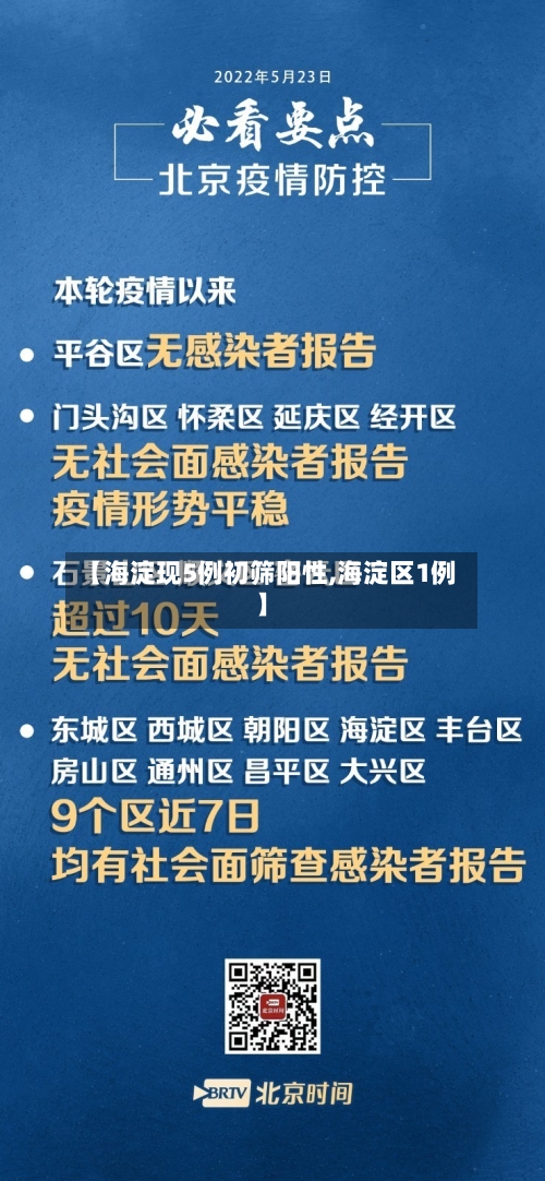 【海淀现5例初筛阳性,海淀区1例】
