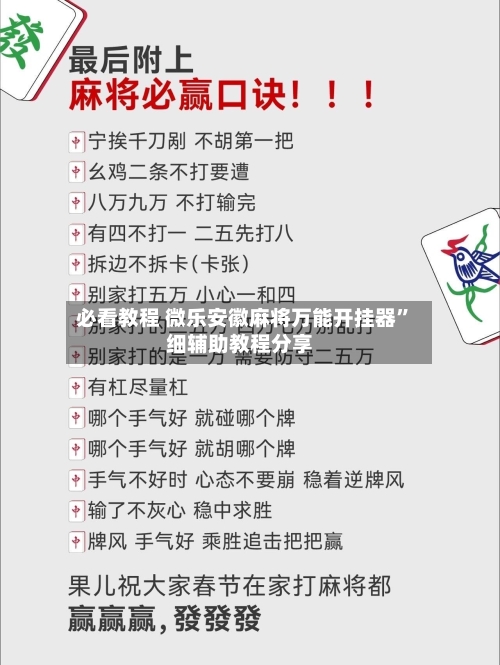 必看教程 微乐安徽麻将万能开挂器	”细辅助教程分享-第2张图片
