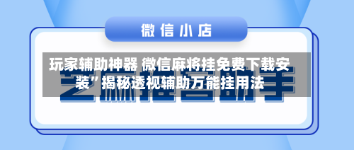 玩家辅助神器 微信麻将挂免费下载安装	”揭秘透视辅助万能挂用法-第2张图片