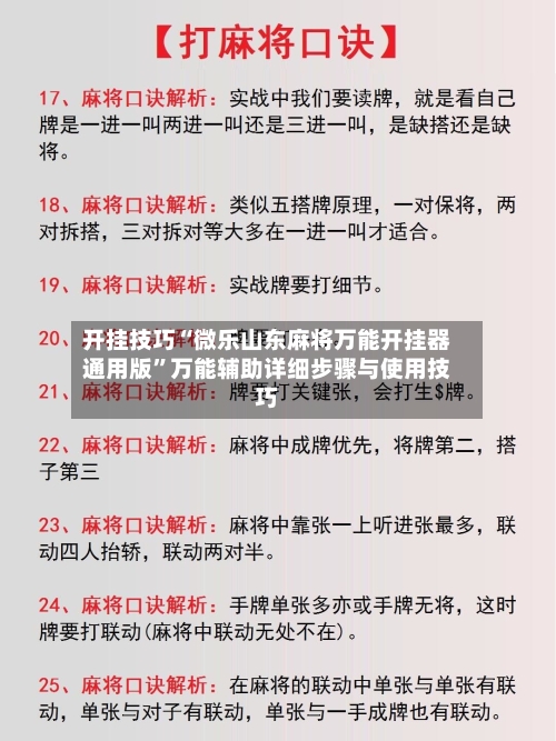 开挂技巧“微乐山东麻将万能开挂器通用版”万能辅助详细步骤与使用技巧-第3张图片