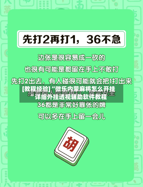 [教程经验]“微乐内蒙麻将怎么开挂”详细外挂透视辅助软件教程-第3张图片