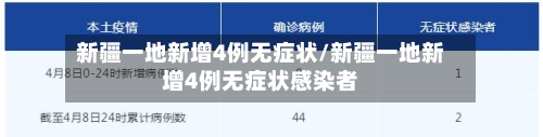 新疆一地新增4例无症状/新疆一地新增4例无症状感染者