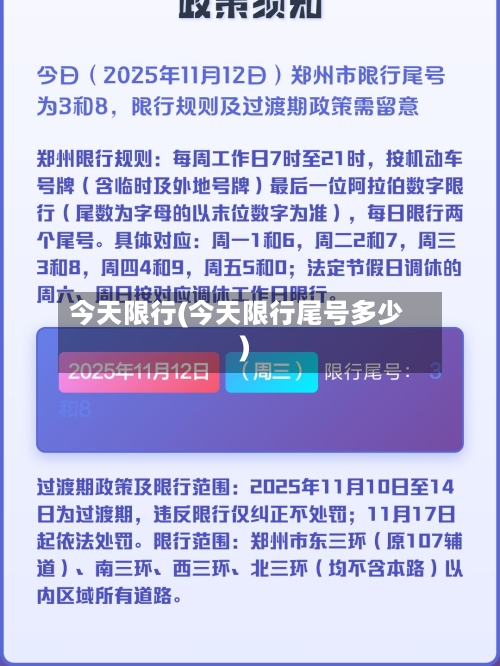 今天限行(今天限行尾号多少)-第2张图片