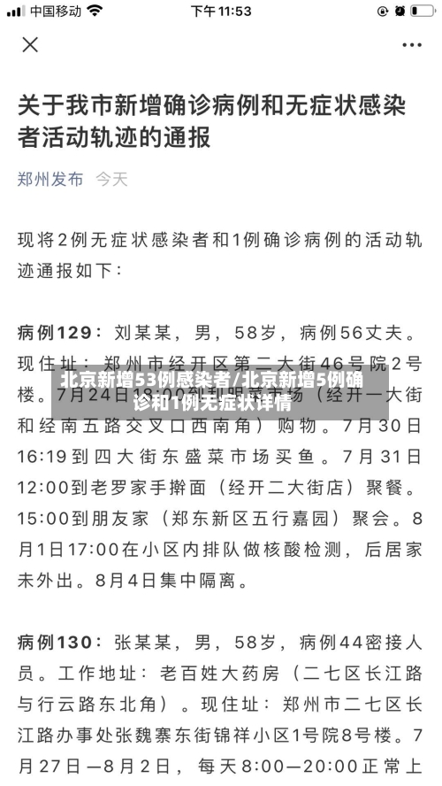 北京新增53例感染者/北京新增5例确诊和1例无症状详情-第3张图片