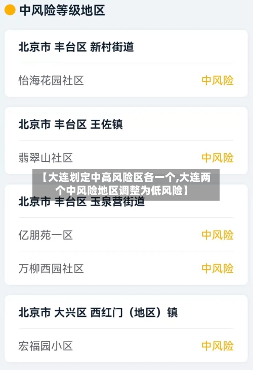 【大连划定中高风险区各一个,大连两个中风险地区调整为低风险】