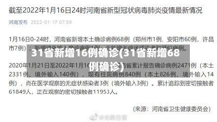 31省新增16例确诊(31省新增68例确诊)
