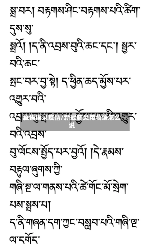 藏语语录疫情/新冠肺炎用藏语怎么说