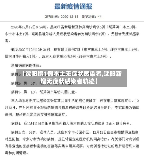【沈阳增1例本土无症状感染者,沈阳新增无症状感染者轨迹】