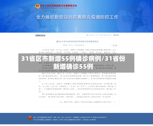 31省区市新增55例确诊病例/31省份新增确诊55例