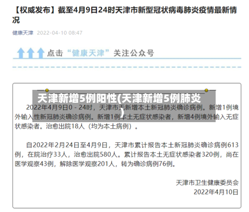 天津新增5例阳性(天津新增5例肺炎)