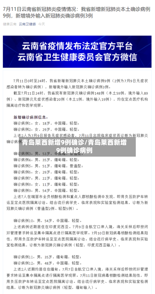 青岛莱西新增9例确诊/青岛莱西新增9例确诊病例