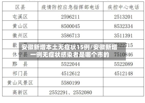 安徽新增本土无症状15例/安徽新增一例无症状感染者是哪个市的