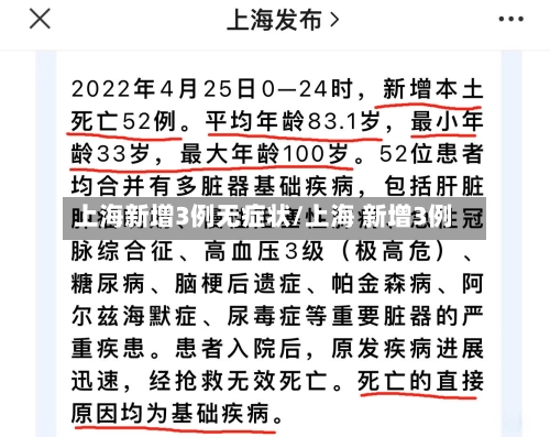 上海新增3例无症状/上海 新增3例