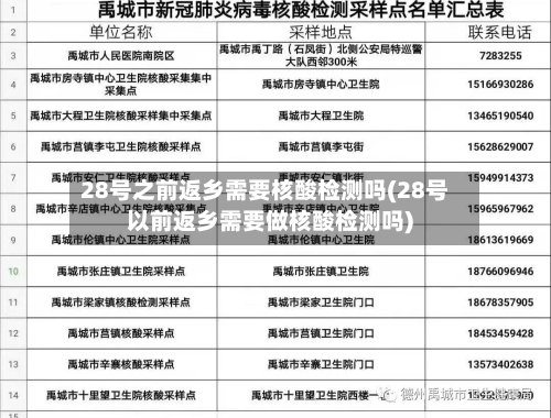 28号之前返乡需要核酸检测吗(28号以前返乡需要做核酸检测吗)