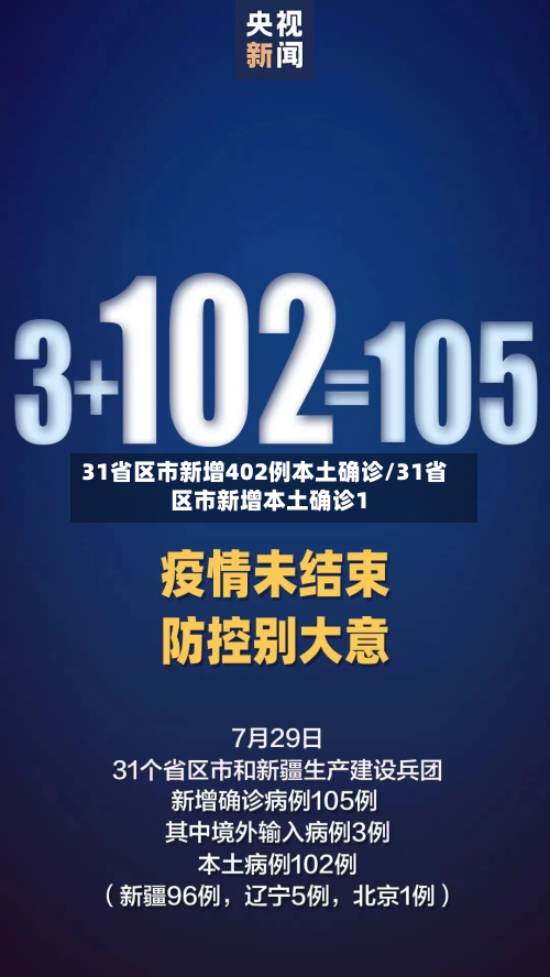 31省区市新增402例本土确诊/31省区市新增本土确诊1