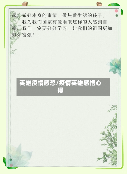英雄疫情感想/疫情英雄感悟心得-第2张图片