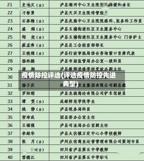 疫情防控评选(评选疫情防控先进典型)